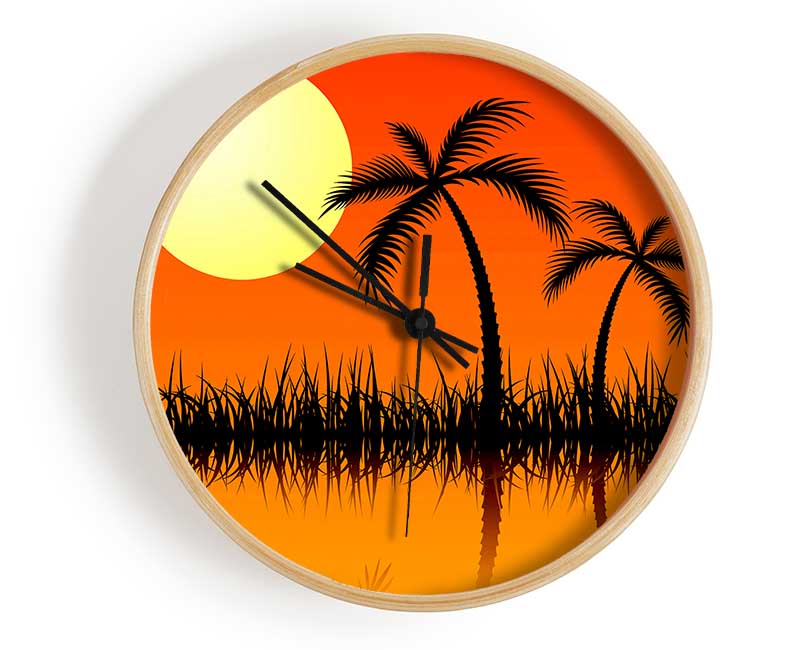 Palm Tree Bay Clock - Wallart-Direct UK