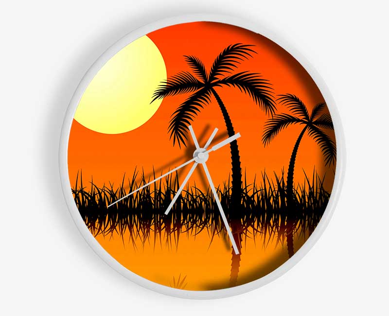 Palm Tree Bay Clock - Wallart-Direct UK