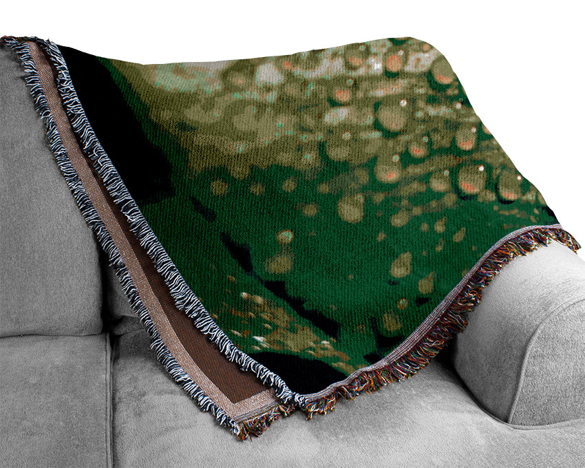 Green Leaf Dew Drop Woven Blanket