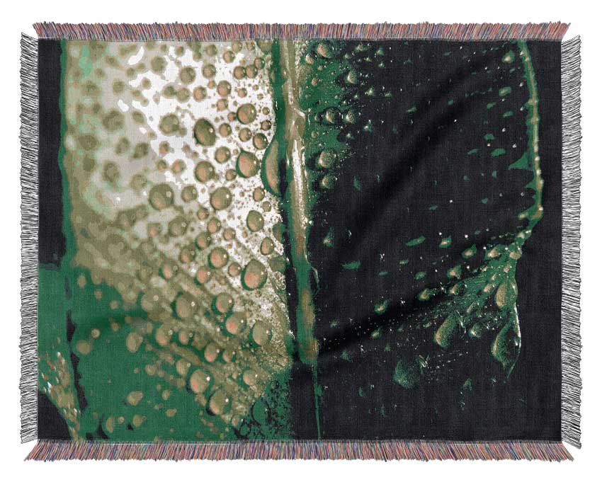 Green Leaf Dew Drop Woven Blanket