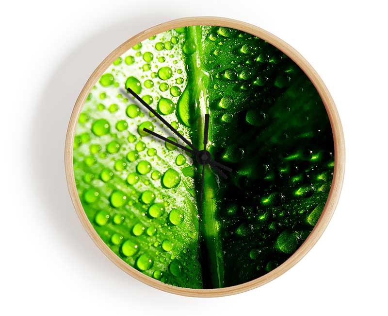 Green Leaf Dew Drop Clock - Wallart-Direct UK