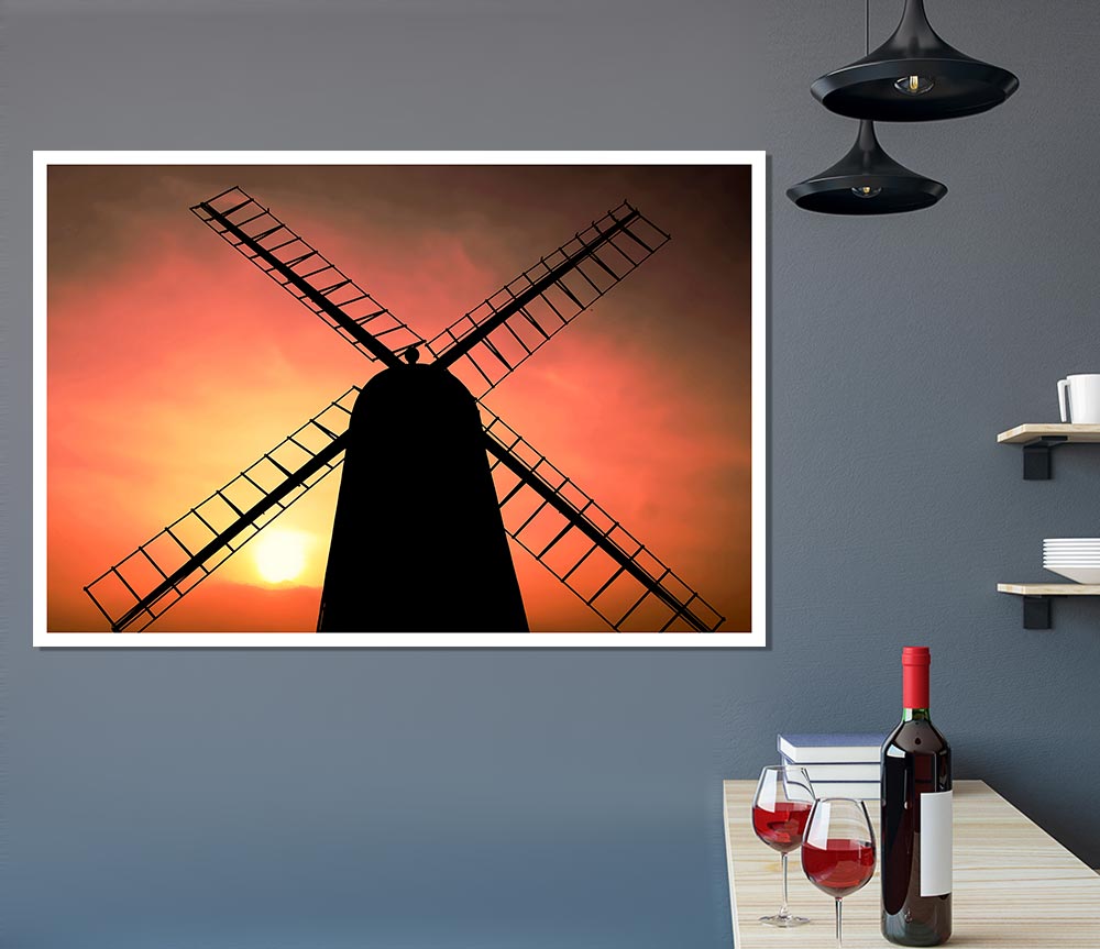 Windmill In Sunlight Print Poster Wall Art