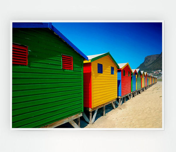 Beach Hut Colours Print Poster Wall Art