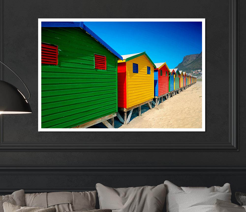 Beach Hut Colours Print Poster Wall Art