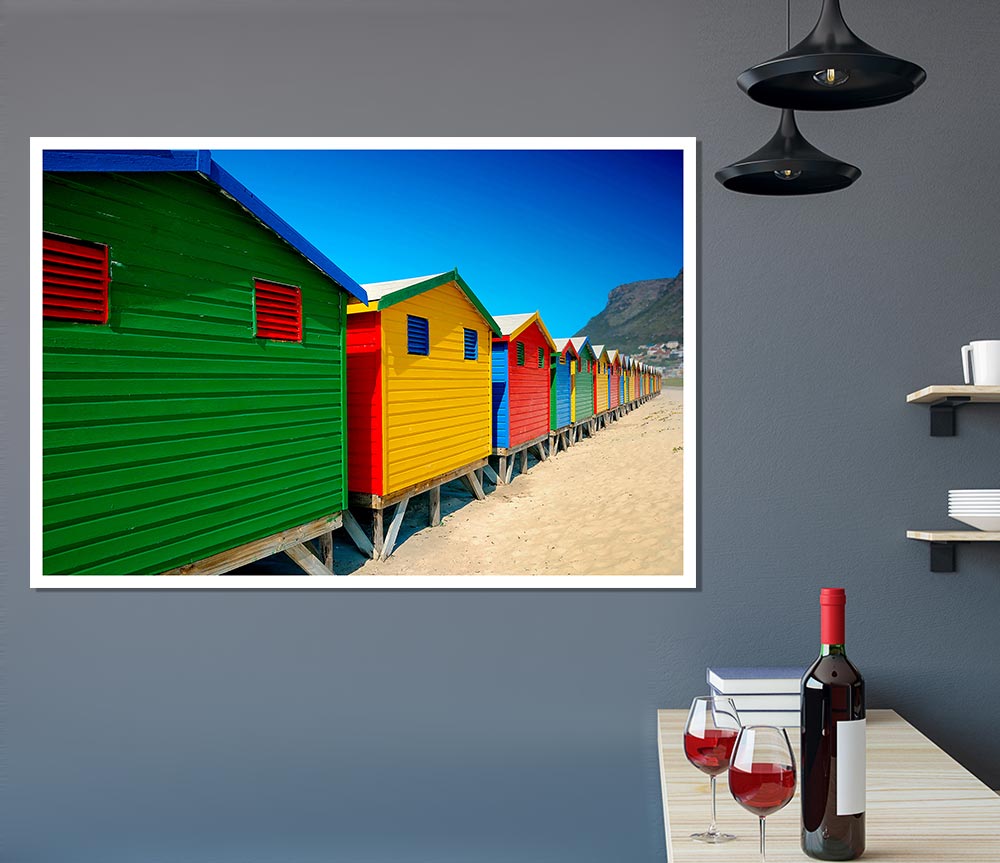 Beach Hut Colours Print Poster Wall Art