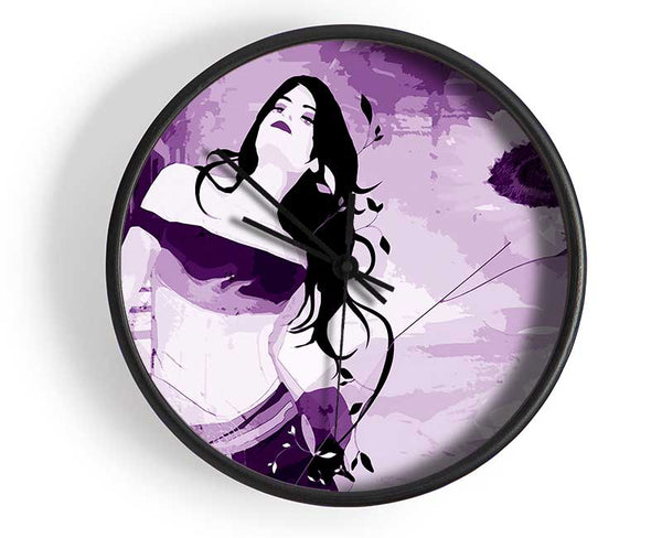 Purple Sunflower Woman Clock - Wallart-Direct UK