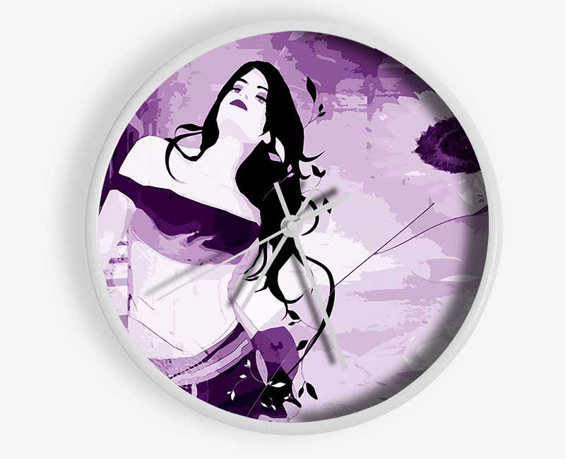 Purple Sunflower Woman Clock - Wallart-Direct UK