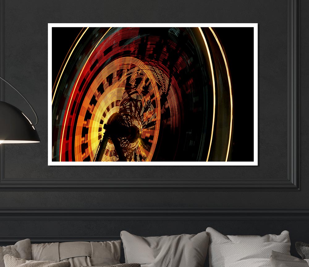 Ferris Wheel At Night Print Poster Wall Art