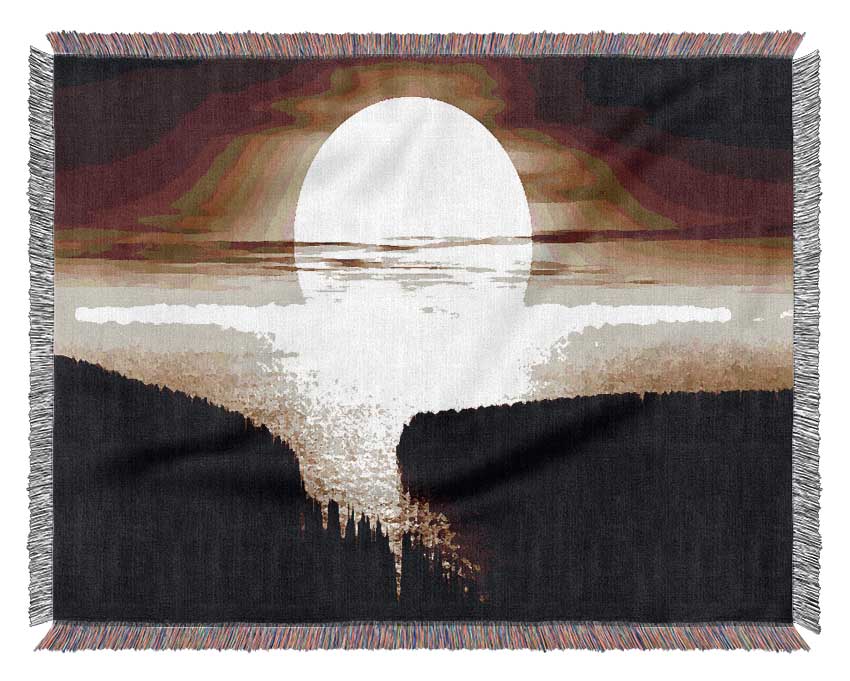 Chocolate Moonlit River Flows Woven Blanket