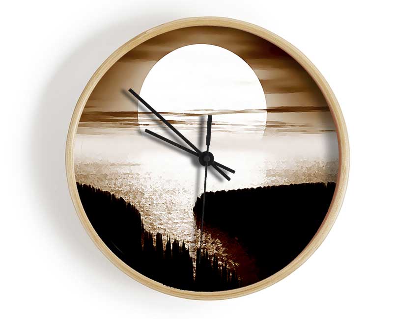 Chocolate Moonlit River Flows Clock - Wallart-Direct UK