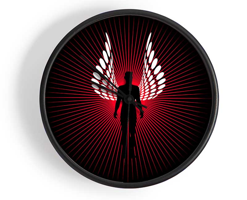 Male Angel Wings Red Clock - Wallart-Direct UK