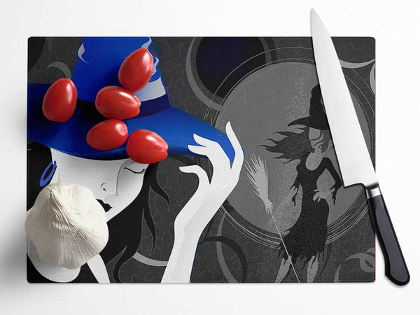 Woman In The Blue Hat Glass Chopping Board