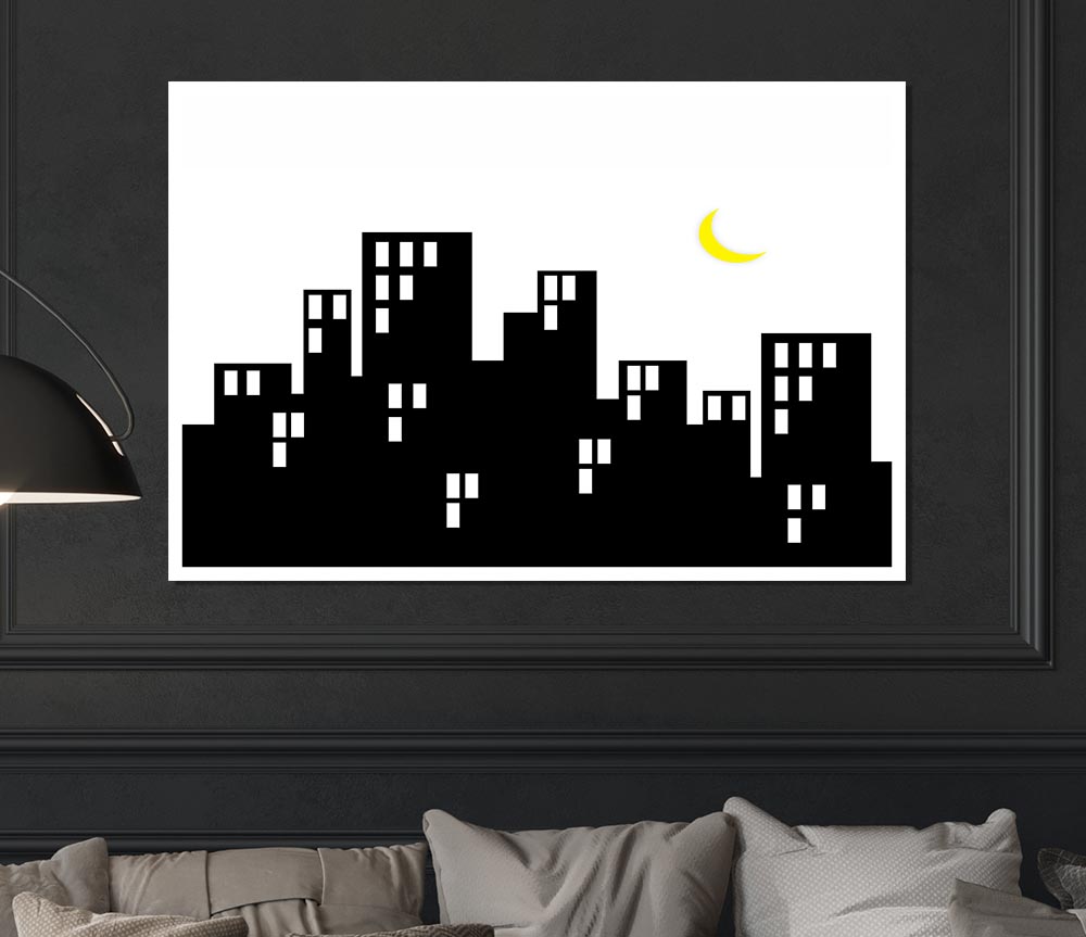 City Moonlight Print Poster Wall Art