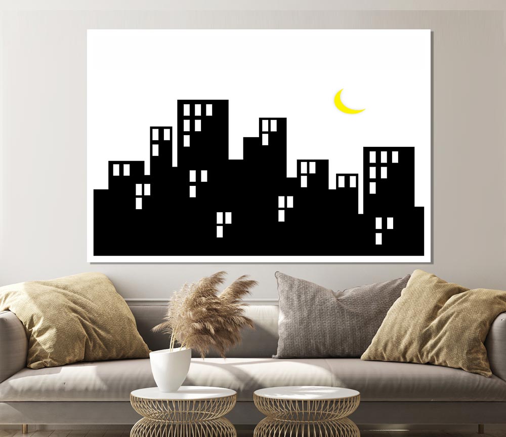 City Moonlight Print Poster Wall Art