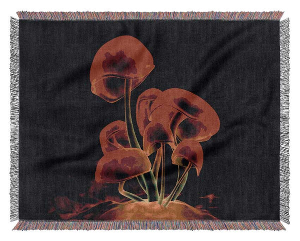 Red Magic Mushrooms Woven Blanket