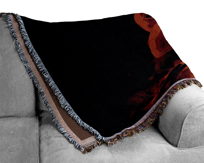 Red Magic Mushrooms Woven Blanket