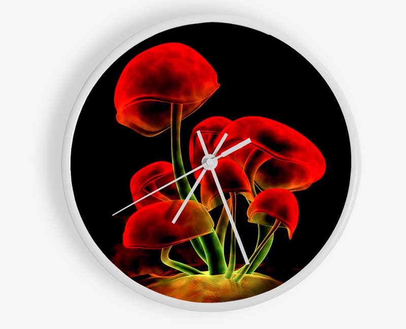 Red Magic Mushrooms Clock - Wallart-Direct UK