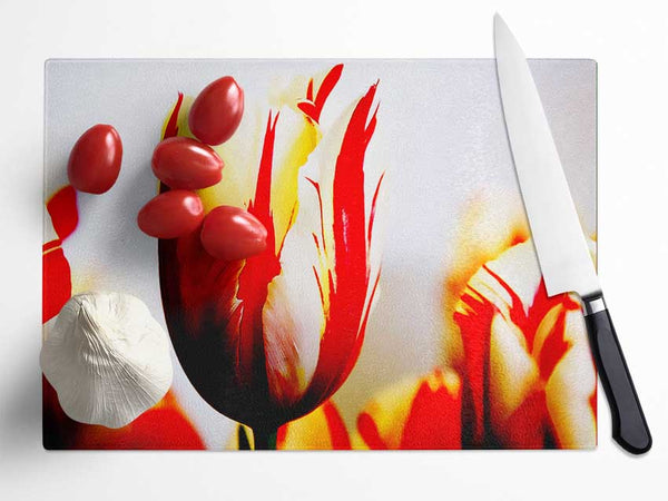 Tulip Heads Glass Chopping Board