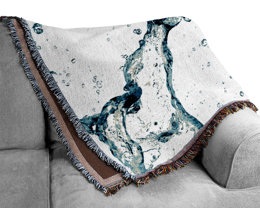 Blue Water Droplet Galore Woven Blanket