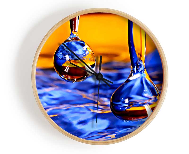 Duo Water Droplet Blue Orange Clock - Wallart-Direct UK