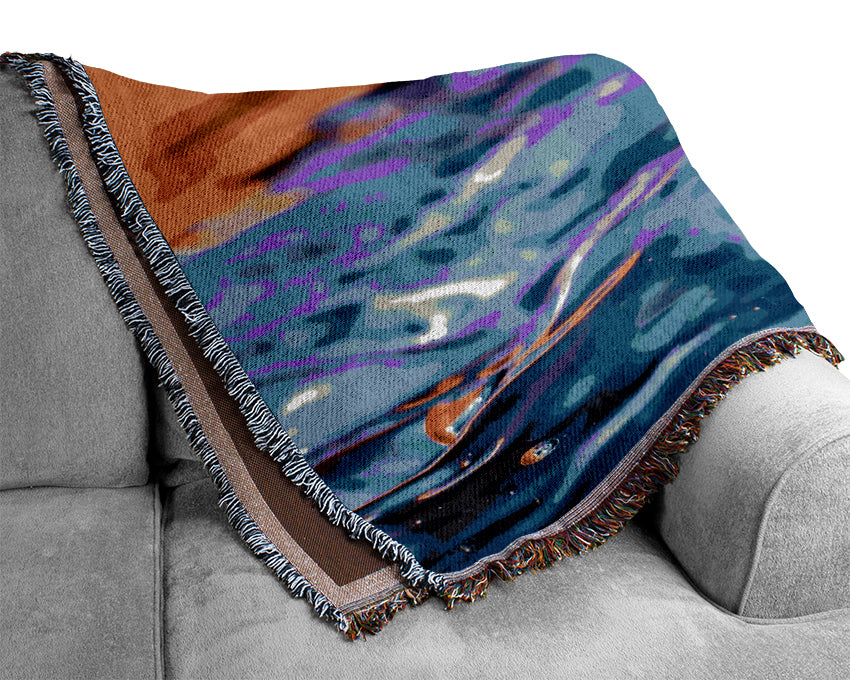 Duo Water Droplet Blue Orange Woven Blanket