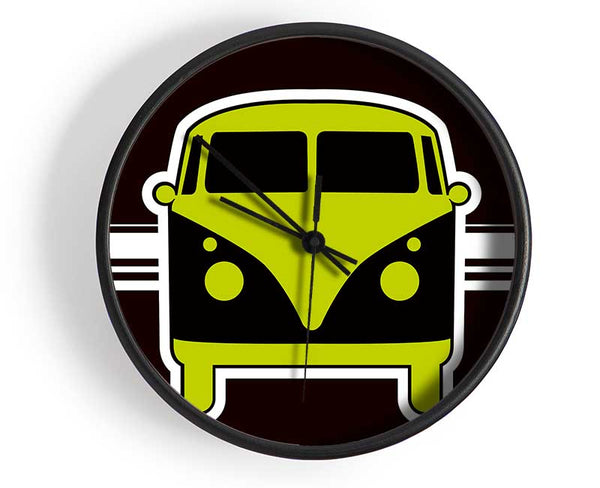 Retro Vw Camper Van Lime Green Clock - Wallart-Direct UK