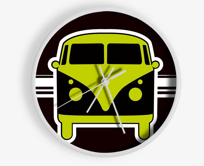 Retro Vw Camper Van Lime Green Clock - Wallart-Direct UK