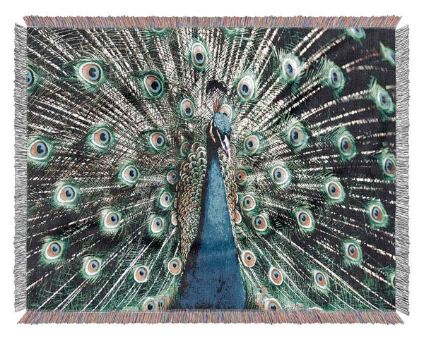 Stunning Peacock Feathers Woven Blanket