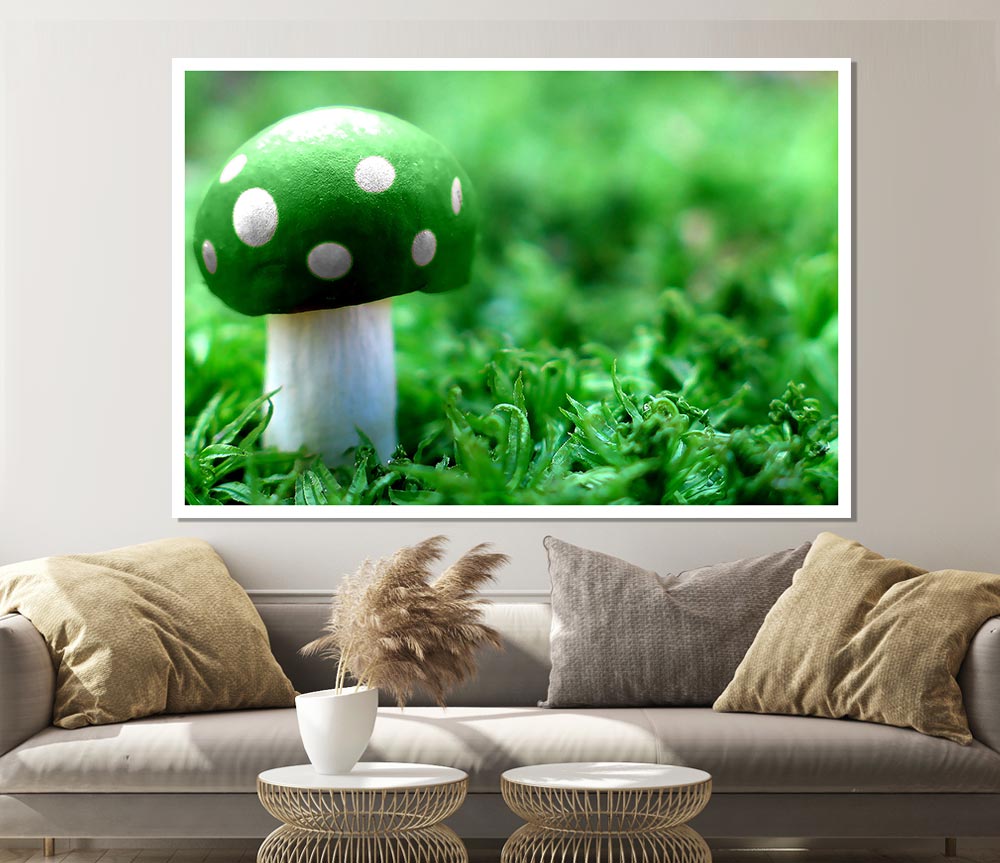 Green Mushroom Print Poster Wall Art