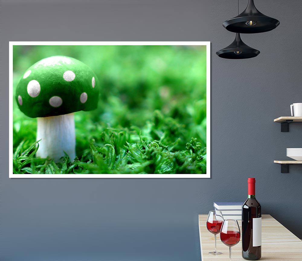 Green Mushroom Print Poster Wall Art