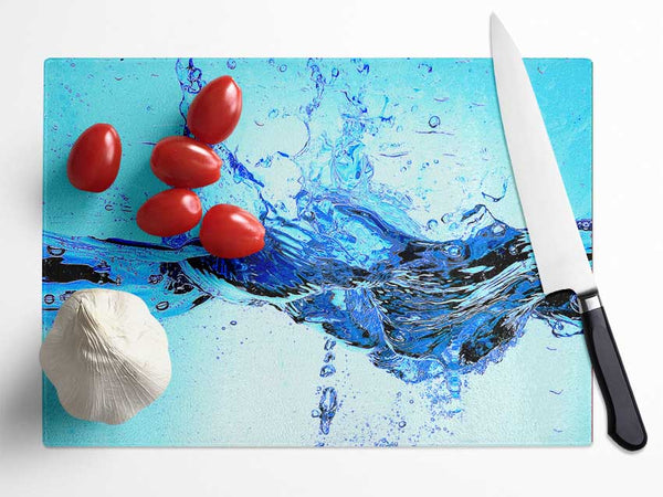 Crash Of The Water Splash Glass Chopping Board