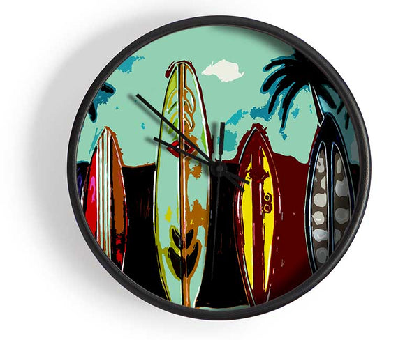 Surfboard Paradise Clock - Wallart-Direct UK