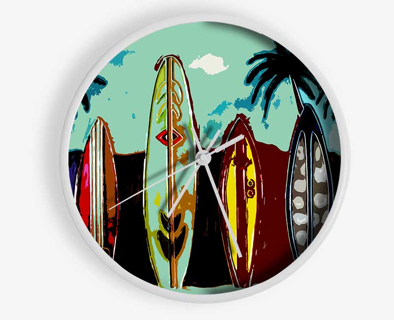 Surfboard Paradise Clock - Wallart-Direct UK