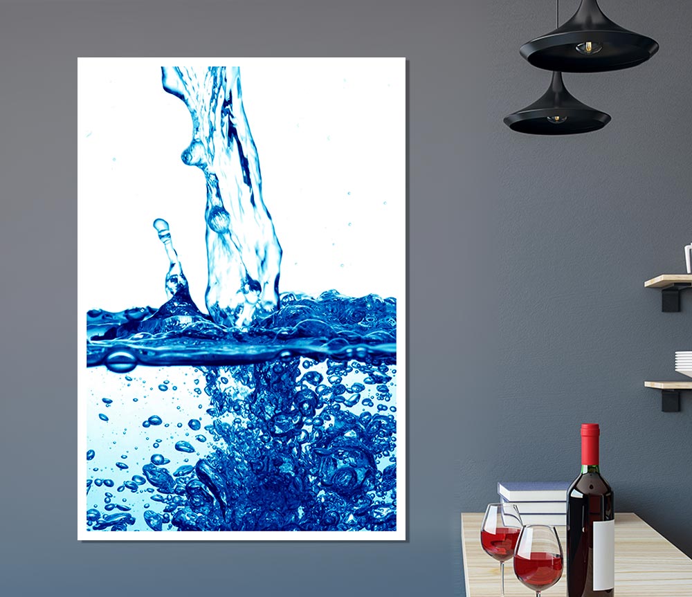 Blue Water Fizz Print Poster Wall Art