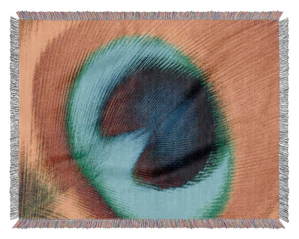 Peacock Feather Eye Close-Up Woven Blanket