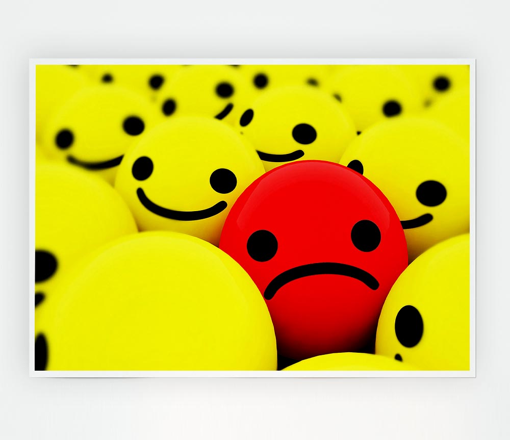 Unhappy Red Print Poster Wall Art