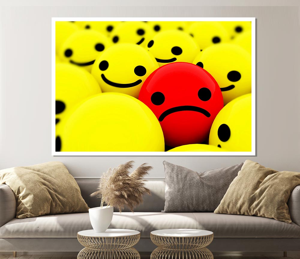 Unhappy Red Print Poster Wall Art