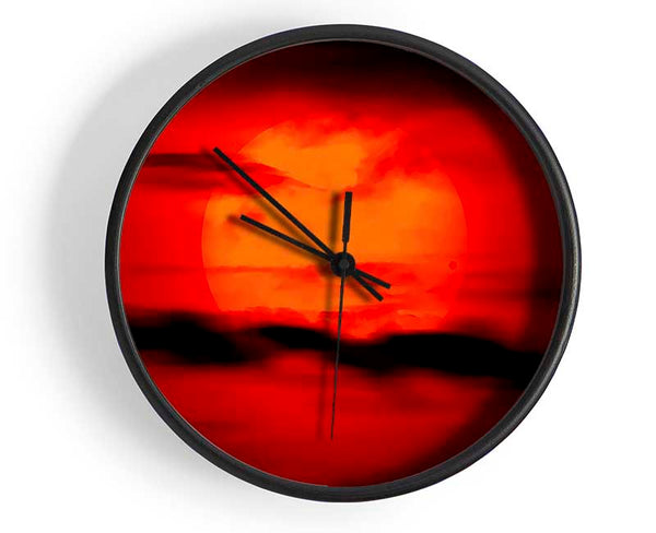 Red Sun Clouds Clock - Wallart-Direct UK