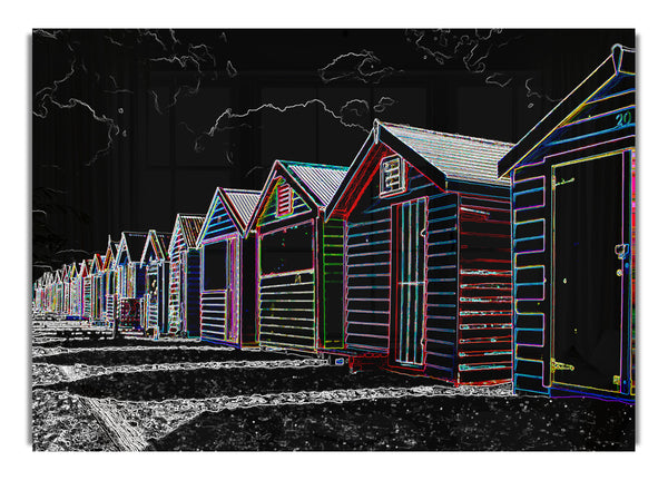 Beach Huts Modern Canvasb L