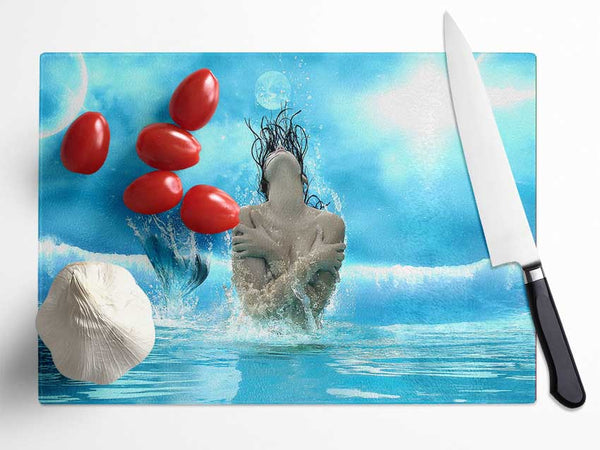 Mermaid Fantasy Girl Glass Chopping Board