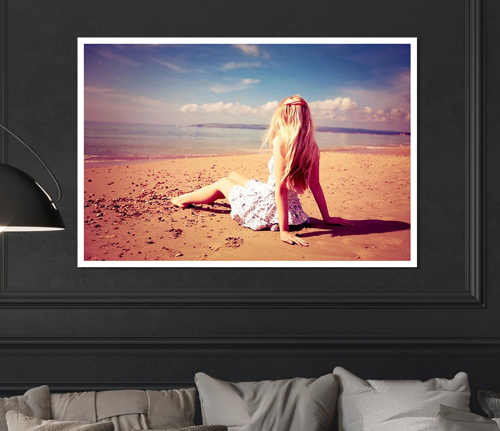 Beach Girl Print Poster Wall Art