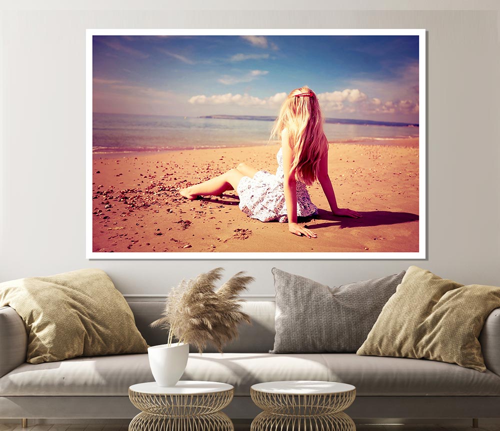 Beach Girl Print Poster Wall Art