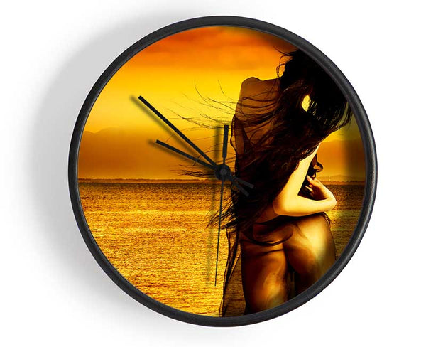 Goddess Of The Ocean Orange Clock - Wallart-Direct UK