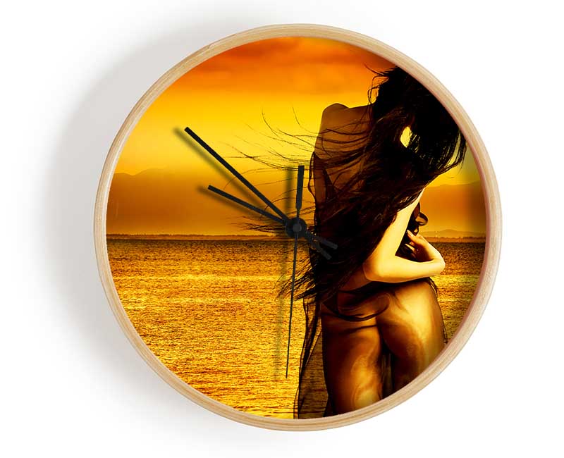 Goddess Of The Ocean Orange Clock - Wallart-Direct UK