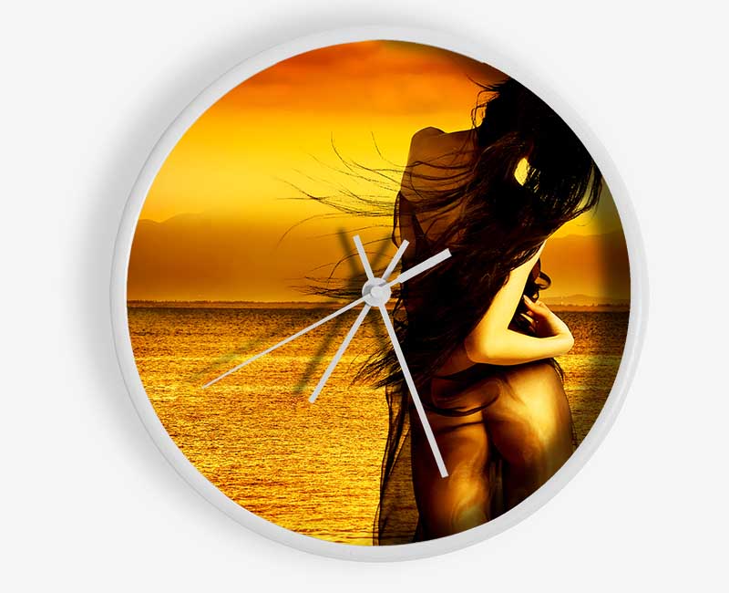 Goddess Of The Ocean Orange Clock - Wallart-Direct UK