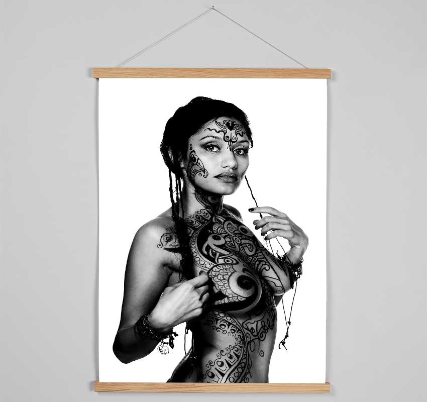 Tribal Tattooed Female Hanging Poster - Wallart-Direct UK