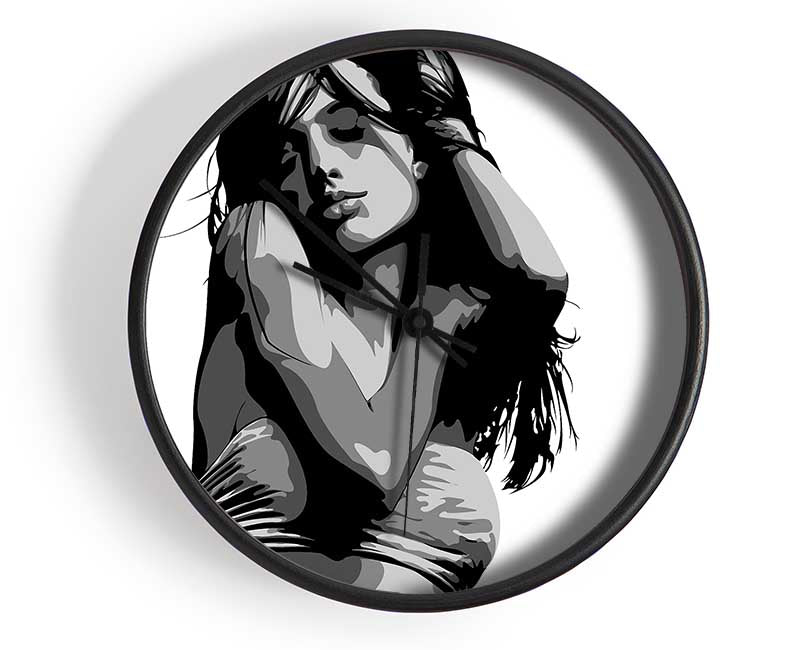 Female Beauty B n W Clock - Wallart-Direct UK