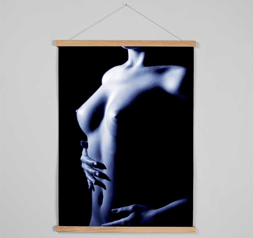 Female Torso Side Blue Hanging Poster - Wallart-Direct UK