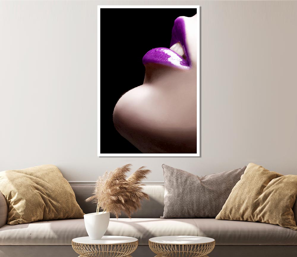 Exotic Pink Lips Print Poster Wall Art