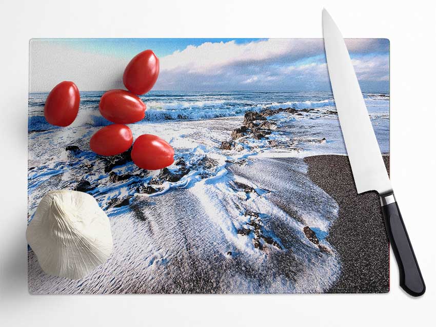 Waves Crashing On The Beach Glass Chopping Board